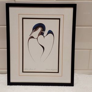 ISAAC BIGNELL signed by this late artist framed art print "Loon Dance II"